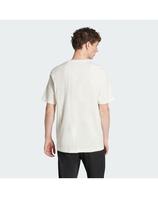 Adidas White Lounge Slides Graphic Pocket Tee for men
