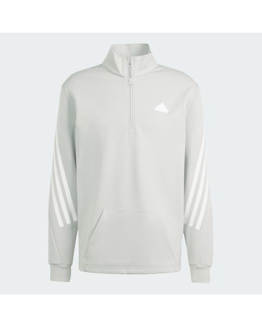 Adidas Gray Future Icons 3-Stripes Half-Zip Sweatshirt for men