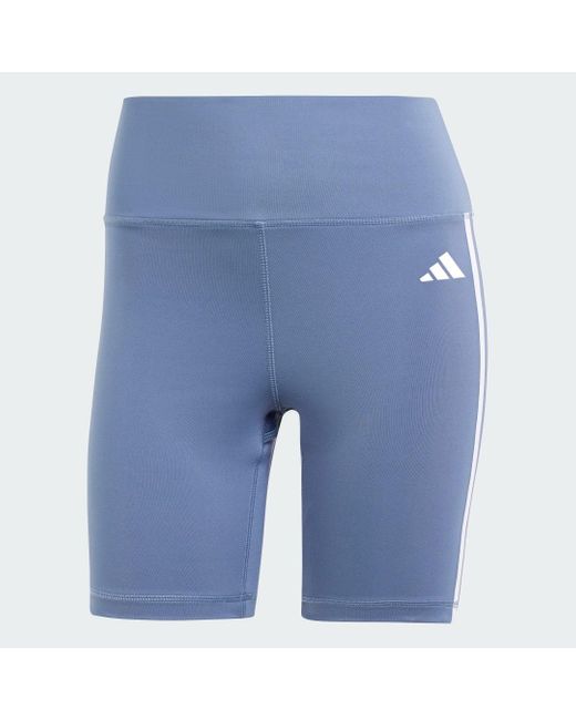 Mallas Cortas Training Essentials High-Waisted 3 Bandas Adidas de color Blue