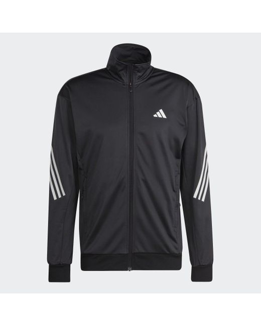 Adidas Black 3-stripes Knit Tennis Jacket for men