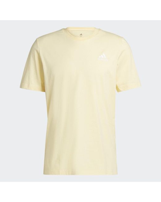 Adidas Yellow Essentials Embroidered Small Logo T-Shirt for men