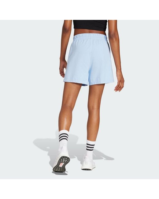 Adidas Blue Essentials 3-Stripes Cotton Shorts