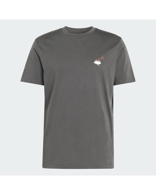Adidas Gray Coffee Cafe Cheesecake Graphic T-Shirt for men