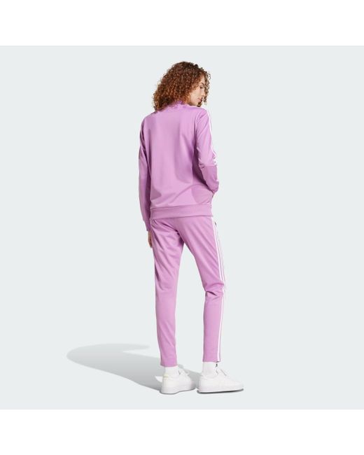 Adidas Purple Essentials 3-Stripes Tracksuit