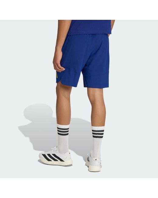 Adidas Blue Italy Tiro Travel Shorts for men