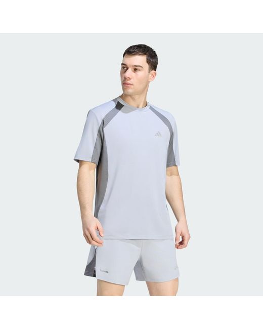 Adidas Blue Tech Apparel Colorblock T-Shirt for men