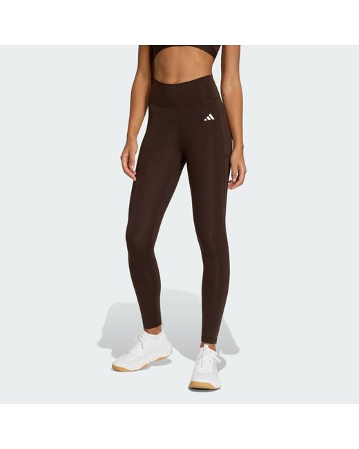 Adidas Brown Optimé Essentials Stash Pocket Full-Length Leggings