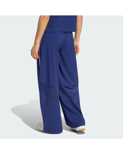 Adidas Blue Hyperglam Color Block Wide Woven Joggers