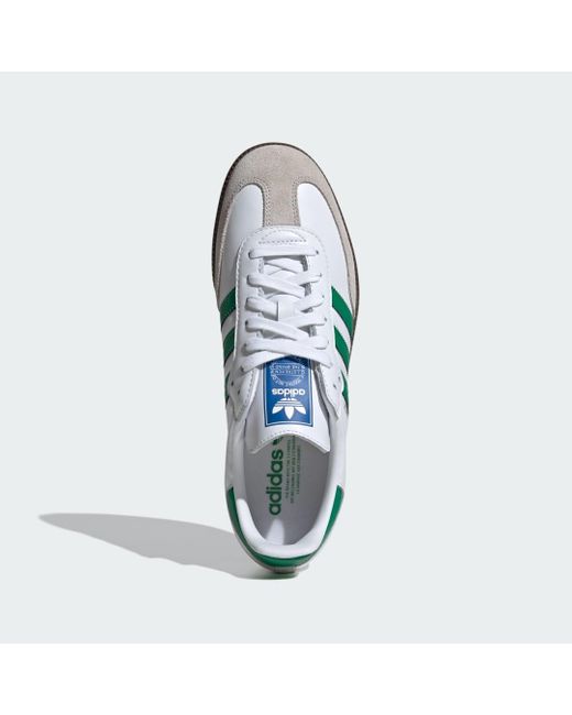 Adidas Originals White And Green Samba Og Trainers