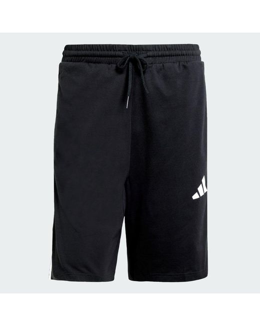 Adidas Black Essential 3-Stripes Single Jersey Shorts 10-Inch for men