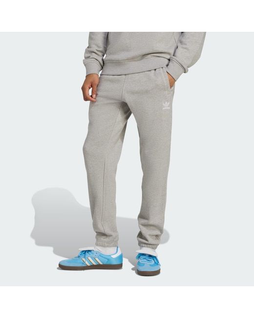 Adidas Gray Trefoil Essentials French Terry Pants for men