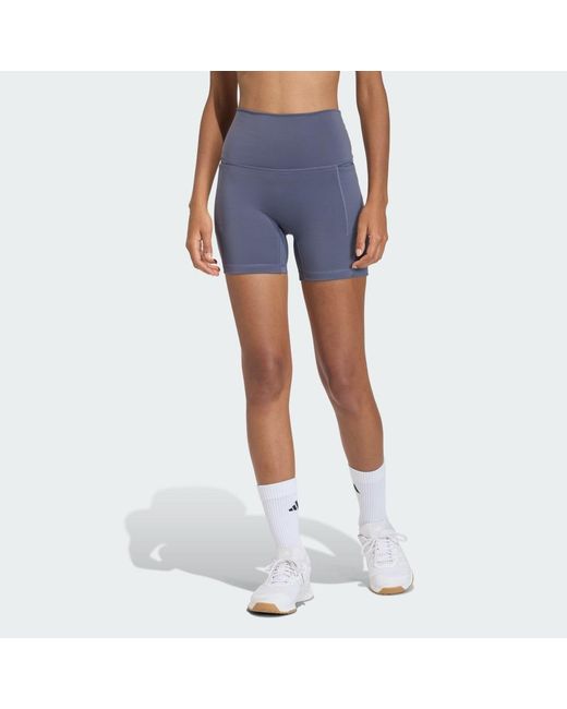Adidas Blue 3 Stripes Studio All Me Booty Short Leggings