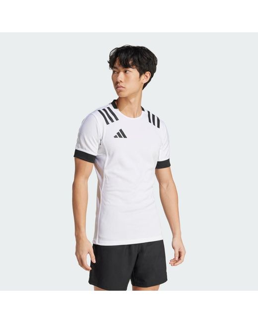 Adidas White 3-Stripes Fitted Jersey for men