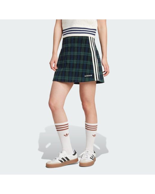 Adidas Originals Blue Tartan Plaid Mini Skirt