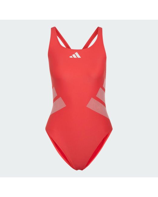 Adidas Red Logo C-Back Swimsuit
