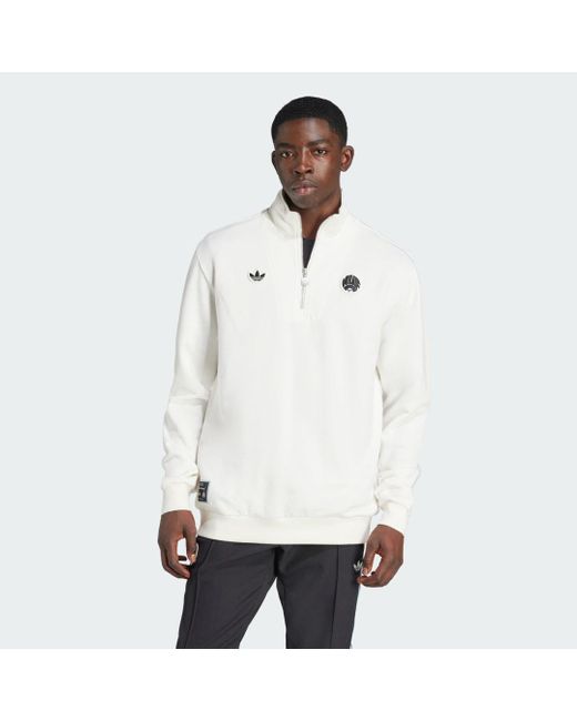 Adidas White Newcastle United Fc Terrace Icons Half-Zip Top for men