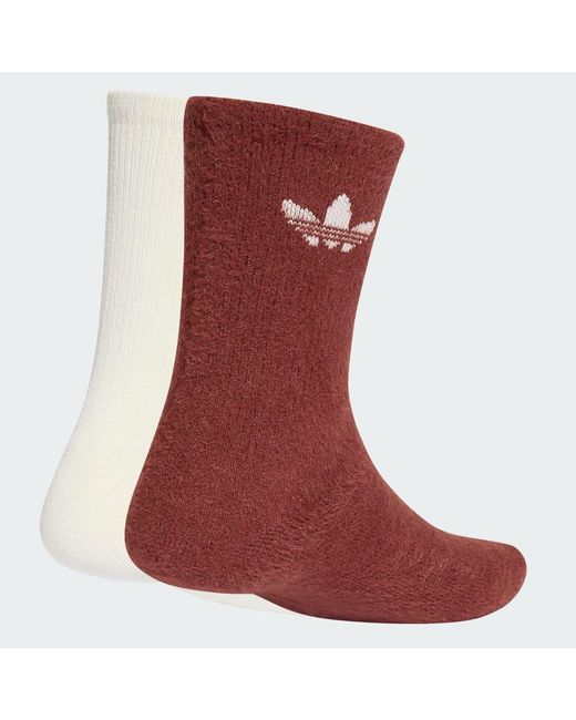 Adidas Red Fluffy Crew Sock 2 Pairs