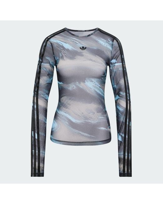 Adidas Originals Blue T-Shirt Adidas Badigirl Graphic Mesh Tee Strata/ Aurora Coffee/ Crystal Sky