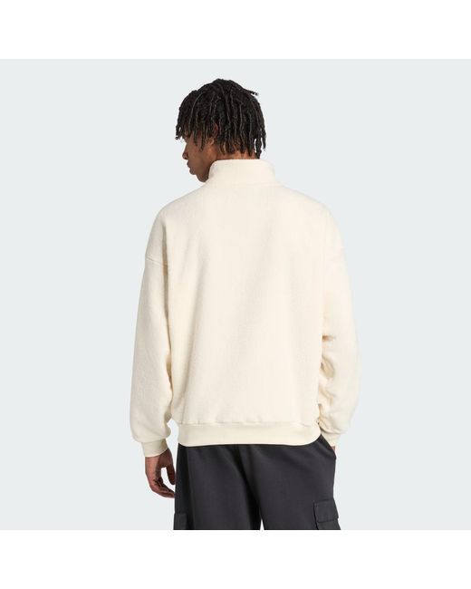 Adidas Natural Future Icons Small Logo Low Pile Fleece Track Top for men