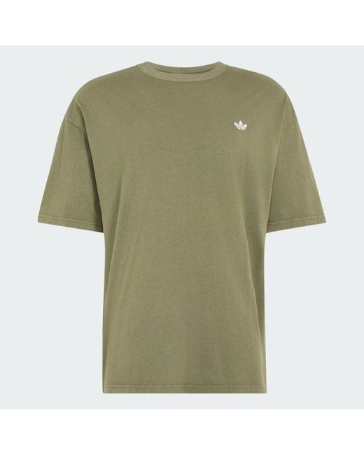 Adidas Originals Green T-Shirt Adidas Trefoil Essentials Washed Loose Dropped Shoulder T-Shirt for men