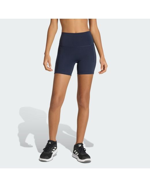 Adidas Blue 3 Stripes Studio All Me Booty Short Leggings