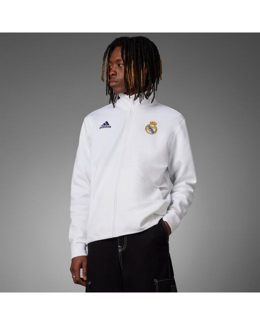 Giacca Anthem Real Madrid di Adidas in White da Uomo