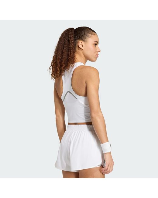 Adidas White Tennis Climacool Midi Y-Tank Top Pro