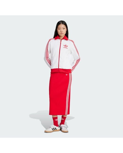 Adidas Red Adicolor Knit 3-Stripes Skirt