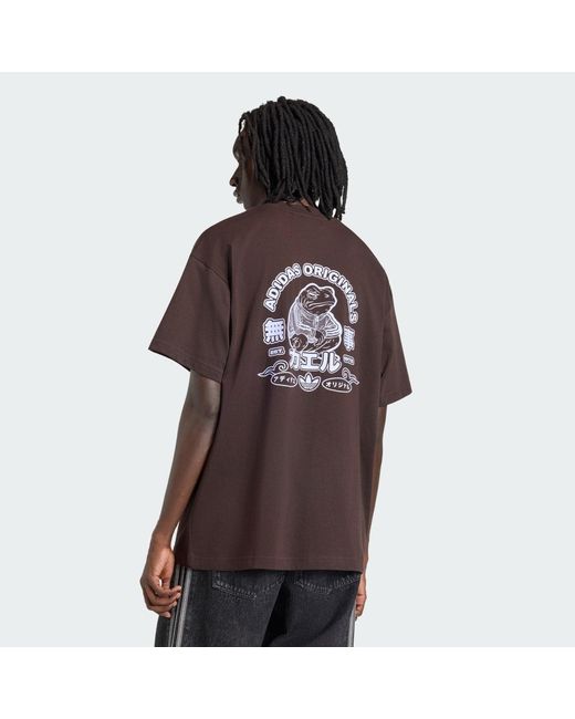 Adidas Brown Japanese Forg Graphic T-Shirt for men