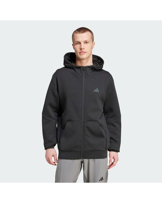 Adidas Black Designed For Training Full-Zip Track Jacket for men