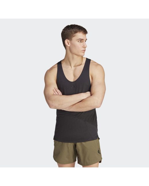 Adidas Black Workout Stringer Tank Top for men