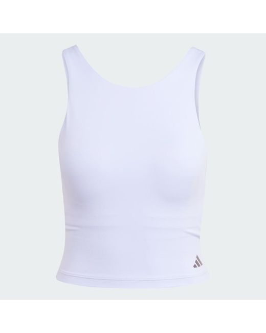 Adidas Blue Yoga Crop Tank With Inner Shelf Bra