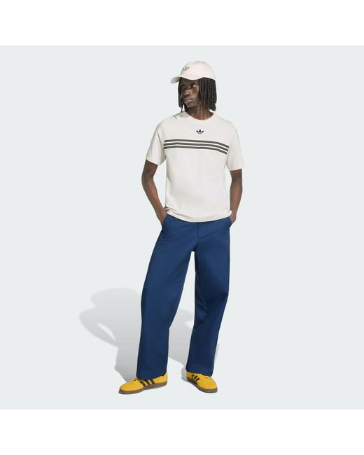 Adidas Originals White Chest Stripes T-Shirt for men