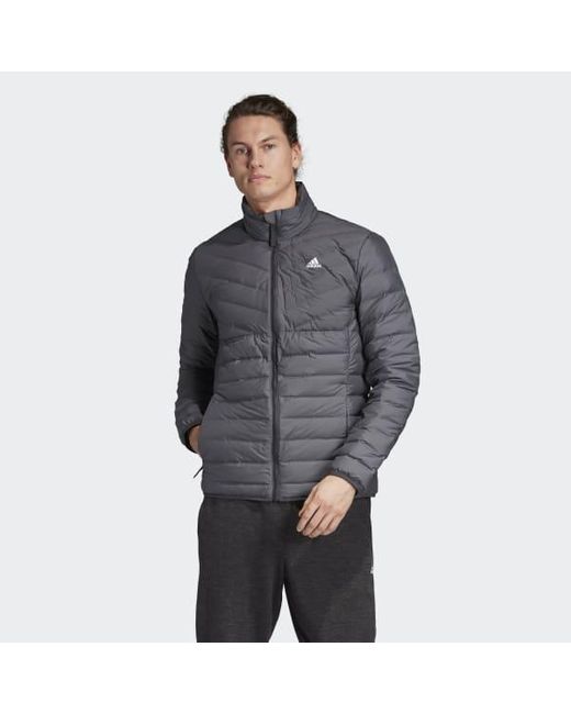 adidas Synthetic Varilite 3 stripes Down Jacket in Grey adidas Originals 3 Stripes Slim Padded Jacke Damen | JD Sports