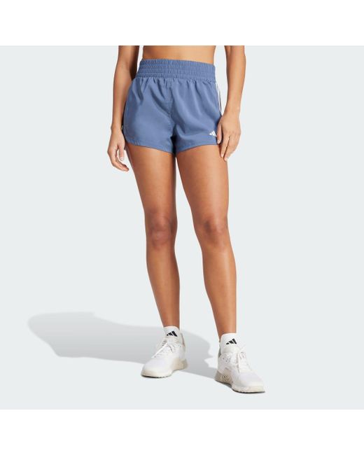Adidas Blue Pacer Training 3-stripes Woven High-rise Shorts