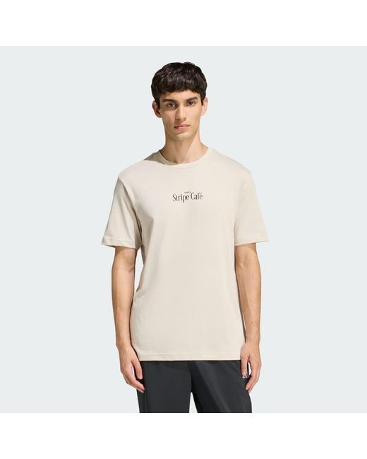 Adidas Natural Coffee Cafe Donut Box Graphic T-Shirt for men