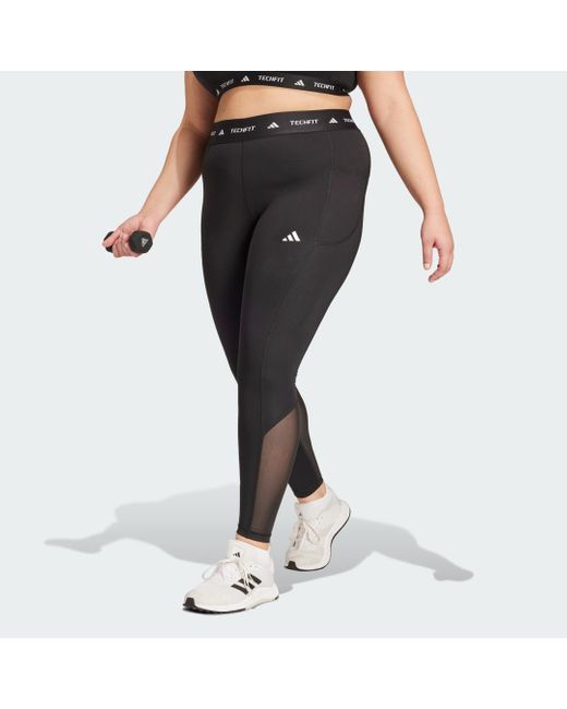 Adidas Black Techfit Stash Pocket Full-Length Leggings (Plus Size)