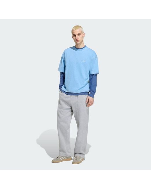 Adidas Originals Blue T-Shirt Adidas Trefoil Essentials Melange Loose Cropped Tee for men