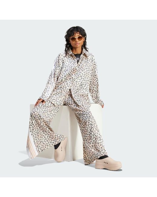 Adidas White Originals Leopard Luxe Wide Leg Adibreak Tracksuit Bottoms