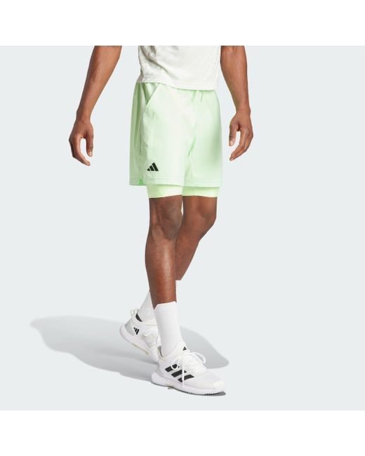 Adidas Green Tennis Heat.rdy Shorts And Inner Shorts Set for men