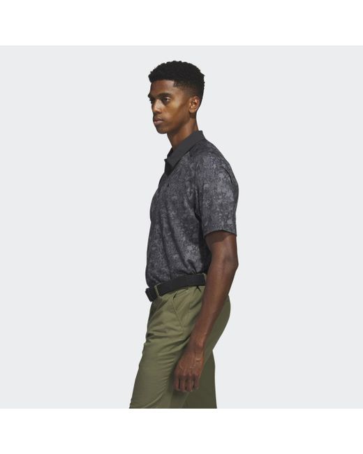 Adidas Gray Mesh Ultimate365 Tour Print Golf Polo Shirt for men