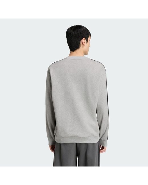 Adidas Gray Essentials 3-Stripes French Terry Sweatshirt for men