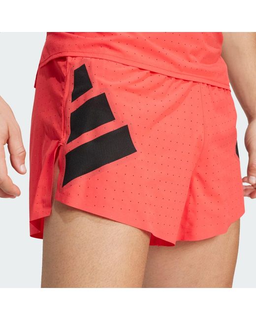 Adidas Red Adizero Road To Records Split Shorts for men