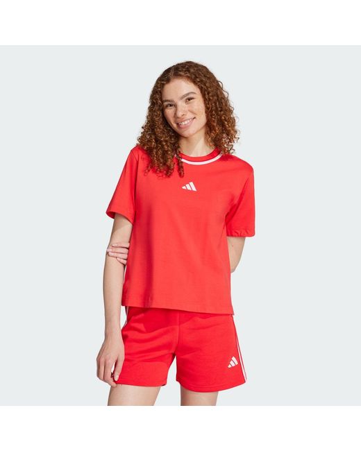 Adidas Red Essentials Color Pop Cotton Tee