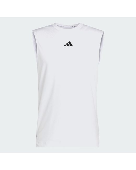 Adidas White D4T Primelift 3 Stripes Tank Top for men