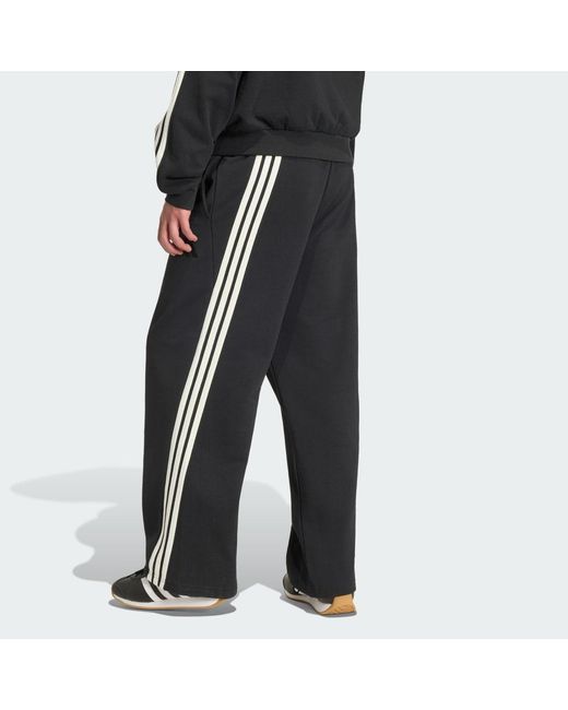 Adidas Black Kit 3-Stripes Wide Joggers for men