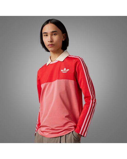 adidas Adicolor 70s Long Sleeve Vintage Polo Shirt in Red for Men | Lyst UK