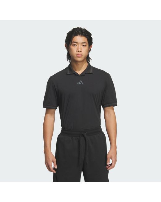 Adidas Black Beyond The Course Vent Twistknit Polo Shirt for men