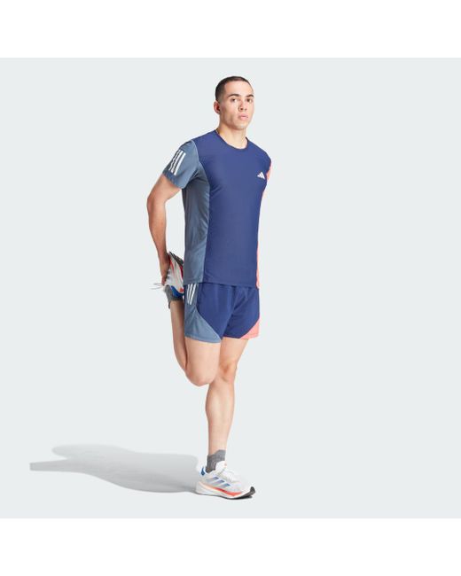 Adidas Blue Own The Run Colorblock Shorts for men