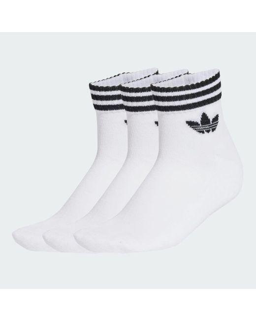 Adidas White 3-Stripes Ankle Socks 3 Pairs